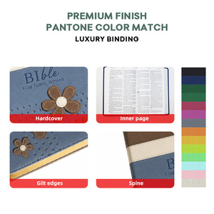 <span class=keywords><strong>Biblia</strong></span> del Fabricante con Bordes Dorados, Bordado a Mano Personalizado para Niña, Tapa Dura, Nueva Versión en Inglés - Product Image 2