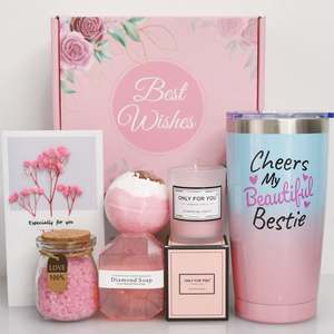 Le donne rosa cura di sé per affari rilassanti guariscono presto Set di scatole regalo per sapone coperta per calzini regali di compleanno per uso aziendale - Product Image 3