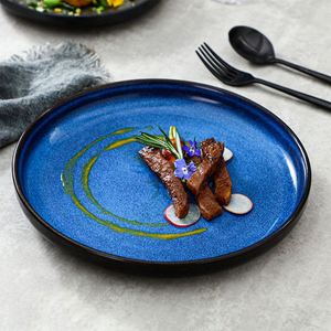 7.5 Inch <b>Ceramic</b> Round <b>Plates</b> for Restaurant Hotel Reactive Glazed Flat Bottom Shallow Dinner <b>Plate</b> Food Serving Dinner Dish - Product Image 3