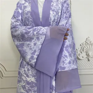 New Fashionable Long Sleeve Women's Cardigan Kimono Fabric Open Abaya Dress Dubai Kaftan Robe For Ramadan