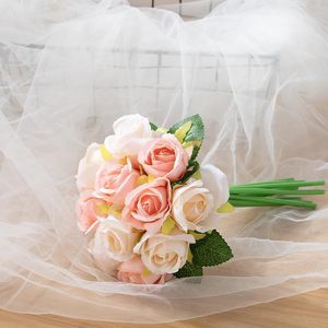 12 Heads Silk <b>Artificial</b> Roses <b>Bouquet</b> for Valentine's Day Flowers Arrangement Home Office Parties Bridal Wedding Decoration - Product Image 3
