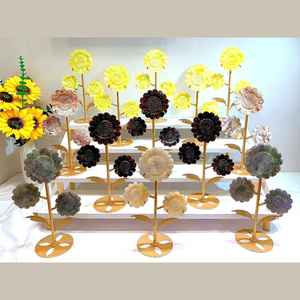 Ornement tournesol en pierres précieuses mélangées sculptées, pour la guérison des chakras, avec support métallique, idéal pour la décoration et les cadeaux (vente en gros) - Product Image 2