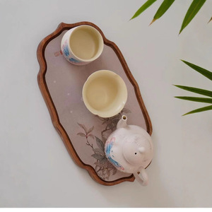 Juego de posavasos de madera de nogal, forma irregular, aislante del calor, antideslizante, para servir té y café en hoteles. - Product Image 4