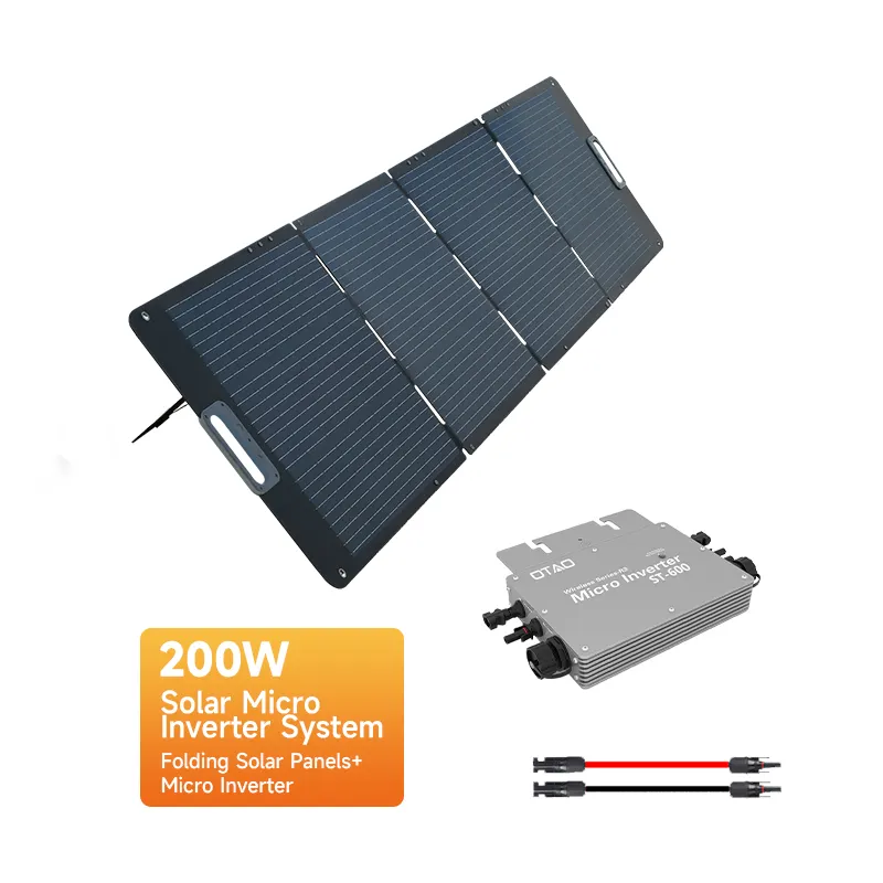 Sistema solar portátil de 800w, micro inversor e painel solar dobrável de 400w, conjunto fotovoltaico para acampamento ao ar livre, sistema pv