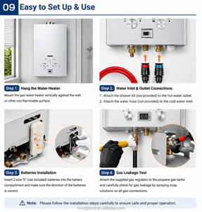 <span class=keywords><strong>Chauffe</strong></span>-<span class=keywords><strong>eau</strong></span> à gaz mural <span class=keywords><strong>instantané</strong></span> 12L, type cheminée, GPL/GN, sans réservoir, pour salle de bain et cuisine domestiques - Product Image 4