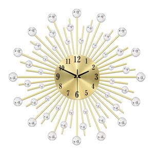 Horloge murale en métal doré, ronde, décorative, fonctionnant à piles, décoration de salon - Product Image 3