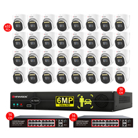 Système de caméra de sécurité dôme en métal 3K 6MP 36ch Nvr 32pcs Poe IP Camera 25FPS Nvr Dvr Two Way Vehicle Detection Humanoïde Detection