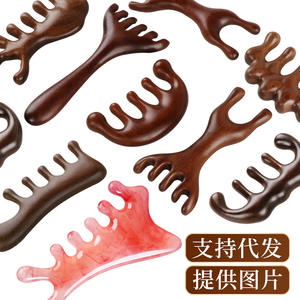 Peine de masaje de sándalo Natural portátil de cinco garras, peine de terapia de cuero cabelludo para meridianos de cabeza de madera para peinado y relajación - Product Image 1