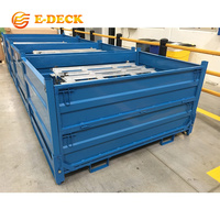 Conteneurs pliables en acier de stockage en métal de grand stockage pliable avec des étriers de fourchette