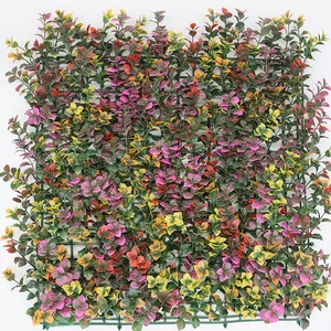批发塑料人造黄杨木草隐私绿篱围栏人造植物绿色墙板用于花园装饰