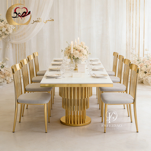 Wedding Furniture Gold Stainless Steel Rectangle Base <b>Table</b> for Party Events - Product Image 6
