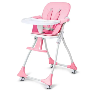 Chaise haute pour bébé de haute qualité pliable Portable hauteur réglable stockage en un clic chaise de salle à manger pour bébé avec roues - Product Image 2