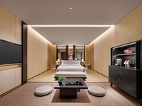 Ensemble lit double moderne et luxueux 5 étoiles en bois de chêne massif avec mélamine et MDF pour meubles de maison et d'appartement
