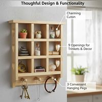 Étagère murale flottante en bois en forme de cœur, 14x12 pouces, 3 niveaux, 9 ouvertures pour piques, pour présentation intérieure, gadgets originaux