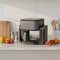 Friteuse à air numérique pliable en verre 4L OEM/ODM avec plaque de cuisson, protection contre la surchauffe, sans huile, multifonction pour usage domestique et hôtelier