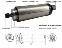 Moteur de broche haute vitesse Mini 24000 tr/min 1 phase 3 phases 0,75 kW 0,8 kW refroidissement par air 750 W 800 W Er11 pour fraisage alésage CNC