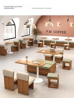 Ensemble de chaises de table à manger en bois massif siège de loisirs crème mobilier de restaurant moderne pour Internet cafés de célébrités thé au lait