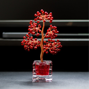 <b>Crystal</b> <b>Tree</b> Yellow Citrine Wire Craft Glass Cube Base Home Office Desk Ornament Decoration Gift - Product Image 2