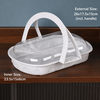 Boîte à pique-nique en plastique PET recyclable transparente avec poignée, 100 pièces, boîtes à dessert carrées thermoformées, pour le thé de l'après-midi, les gâteaux, la boulangerie, les cadeaux, à emporter