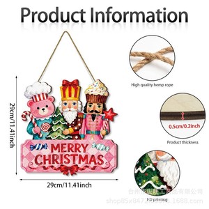 Wooden Christmas <b>Nutcracker</b> Bear Wall Decoration Home Hanging Tag Irregular Shape Seven Colors Christmas Decor - Product Image 4