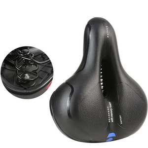 Sella per bici con superficie in pelle con cuscino cavo assorbente - Product Image 2