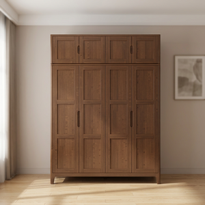 Modern Wooden Wardrobe With Flat Panel Hinged Doors Freestanding Large Capacity <b>Bedroom</b> <b>Storage</b> <b>Cabinet</b> Scandinavian Design - Product Image 1