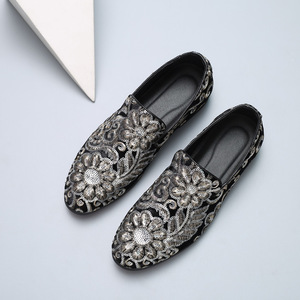 Chaussures à paillettes pour hommes, mocassins de couleur bleue, grande taille 46 47 48, chaussures de bureau et de carrière - Product Image 1