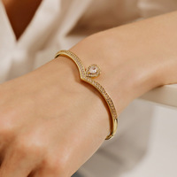 Bracelet en zircon de luxe léger fait à la main, décoration de banquet de mariage, bracelet à ouverture à clous serti de diamants