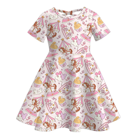 Nouvelle Collection : Robe d'été décontractée pour filles, col rond, en soie de lait, manches courtes, à volants, motif imprimé, respirante, style vintage