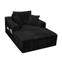 Canapé-lit moderne une place, fauteuil de relaxation, chaise longue carrée, revêtement en tissu, garnissage en éponge, livré en boîte