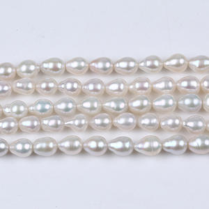 Perles d'eau douce naturelles rondes blanches de Zhuji Pearl Wholesale, 8-9 mm, perles Edison, pour décorations DIY, cordon coloré - Product Image 3