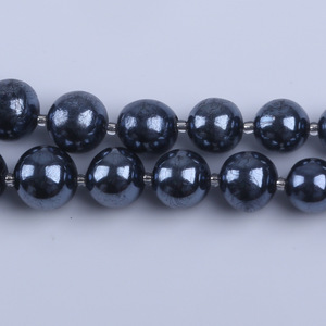 Cuentas Redondas de Agua Dulce Natural al por Mayor, 18 cm, 12-16 mm, Blancas, Semi-Acabadas, Plateadas en Negro, Brillantes, para Hacer Pulseras y Collares - Product Image 3