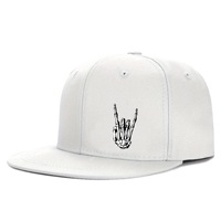Casquette Snapback Noire Personnalisée avec Broderie 3D Main de Squelette, 6 Panneaux, Visière Plate, Style Hip Hop, pour Hommes – Vente en Gros