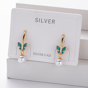 Nouvelles boucles d'oreilles en argent sterling 925 avec perle papillon, design minimaliste élégant, bijoux haut de gamme pour femmes - Product Image 5