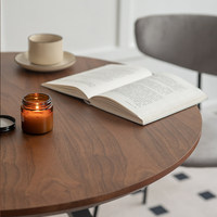 Table à manger ronde nordique, plateau en placage de noyer, base en métal robuste, petite table pour appartement, café, réception, mobilier moderne minimaliste