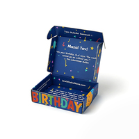 Boîte en carton ondulé personnalisée, écologique et robuste, avec impression double face Joyeux Anniversaire pour célébrations d'enfants (chaussettes/poils)
