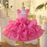Nouvelle Robe de Premier Anniversaire pour Enfants 2026, Robe de Princesse pour Filles, Décoration Florale en Lin Crocheté, Robe de Cérémonie pour Petite Fille, Robe de Piano pour Hôtesse