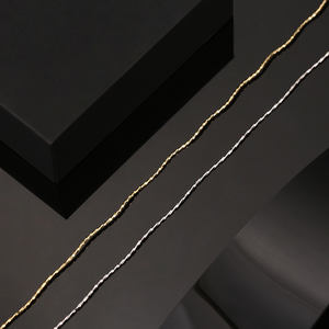 RINNTIN SC72 בסדר תכשיטי איטליה S925 שרשרת שרשרת כסף שרשרת <span class=keywords><strong>14K</strong></span> מצופה זהב 1mm גל עיצוב קולר שרשרת שרשרת - Product Image 3