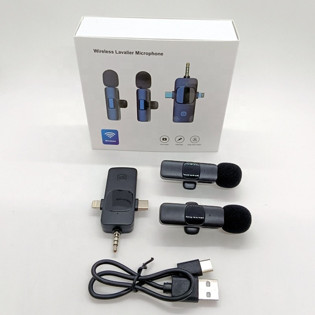 K15- 3 in 1 Wireless Lavalier Microphone Professional for Mobile Phone Wireless Microphones Lapel for Camera Type-c Mobile
