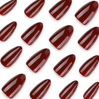 Lefan Wijnrood Effen kleur Draagbare nageltips Minimalistische manicure Amandelvormige korte opdruknagels voor de vingers Aanpasbaar