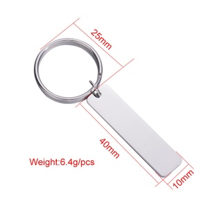 High Quality Rectangular Pendant Keychain Stainless Steel Blank Custom logo <b>Name</b> 18k Gold Plated Keychain - Product Image 6