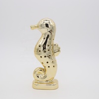 Ensemble de 3 figurines de hippocampes en céramique plaquées or, statues d'animaux en porcelaine de luxe pour la décoration de la maison, ornement d'hôtel, vente en gros
