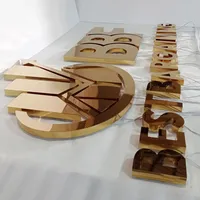 GFaceDurable Lettres lumineuses 3D en acier inoxydable doré titane avec rétroéclairage LED, étanches IP65, pour bijouterie et automobile