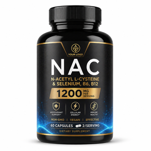 Complément Antioxydant OEM NAC N-Acétyl L-Cystéine 1200 <span class=keywords><strong>mg</strong></span> Anti-Âge Sélénium <span class=keywords><strong>Vitamine</strong></span> B6 <span class=keywords><strong>B12</strong></span> Végétalien 60 Capsules - Product Image 1