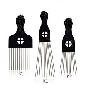Set di pettini in metallo Afro nero con Logo personalizzato freelany parrucca per capelli parrucca treccia per capelli pettine pugno pettine per capelli in metallo - Product Image 5