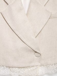 Conjunto de Blazer Corto con Ribete de Encaje y Pantalones Cortos Plisados para Mujer, Traje de Dos Piezas para Oficina, OEM/ODM por Fábrica de Ropa China - Product Image 6