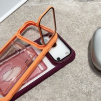 Étui de téléphone transparent magnétique antichoc en TPU+PC pour 17/16/15/14/Plus/13/12/11 Pro Max avec fente pour carte et protection d'objectif