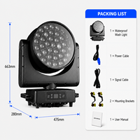 Projecteur LED mobile 37x40W RGBW 4-en-1 avec zoom, étanche IP66, DMX512, effet Bee-eye, éclairage de scène pour événements extérieurs et concerts