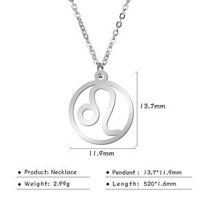 Collier Pendentif Personnalisé en Acier Inoxydable et Bambou, Signe du Zodiaque Lion Taureau Creux, Bijou Tendance pour Femme - Meilleure Vente - Product Image 3