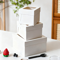Caja de pastel de cumpleaños plegada blanca con ventana transparente para hornear postres, caja de pastel de 10 y 12 pulgadas, caja de embalaje desechable